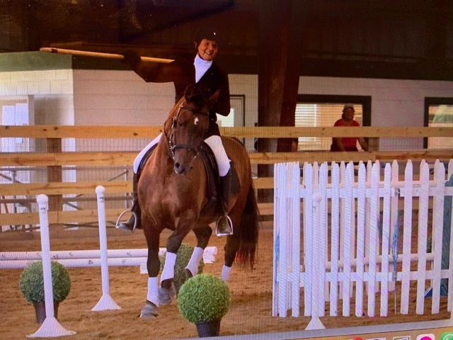 Rose Watt riding with WE Garrocha Pole