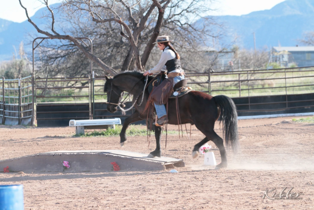 Tessa Nicolet riding over WE Bridge obstacle
